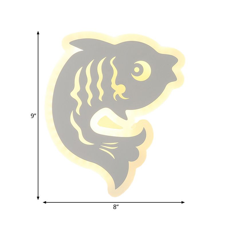 Acrylic Animal Sconce Light Modern Style LED Wall Lamp in White Finish for Hallway