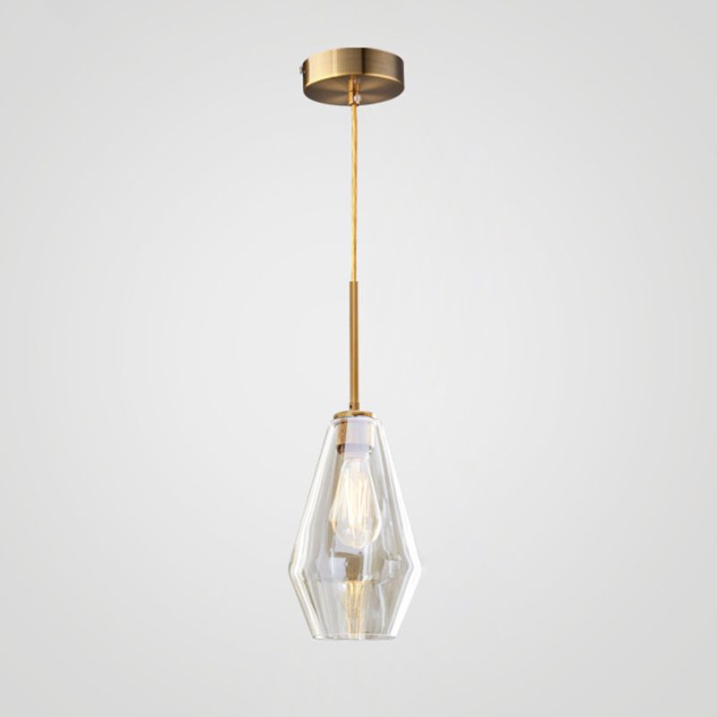 Clear Hand Blown Glass Ceiling Pendant Lamp Modern Minimalist 1 Light Hanging Lamp for Living Room