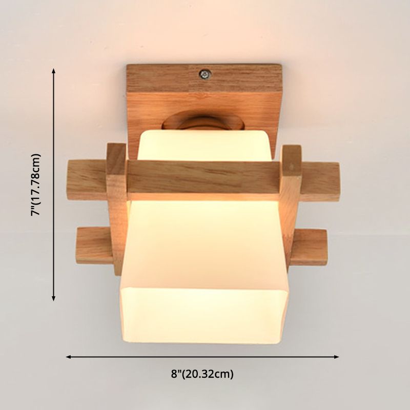 Trapezoid Semi Flush Chandelier Contemporary Frosted Glass Ceiling Mount Light Fixture for Hallway