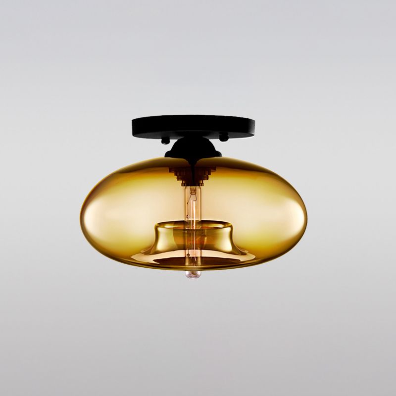 Urn Shape Ceiling Lamp Modern Simple Style Iron 1 Light Flush Mount with Glass Lampshade for Aisle