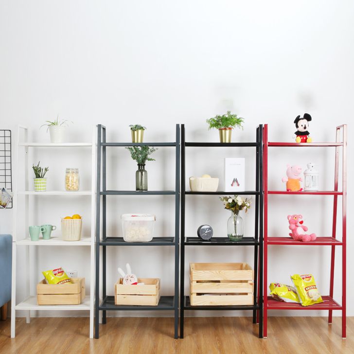 Scandinavian Open Ladder Bookshelf Metal Bookcase for Living Room