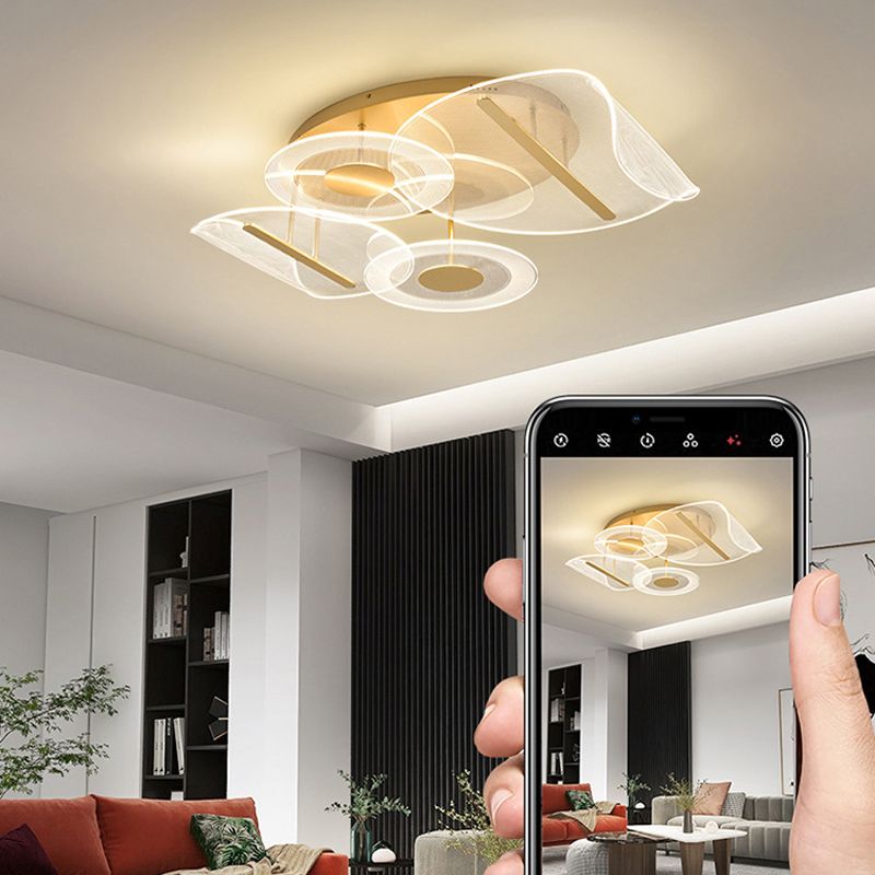 Geometric Semi Flush Mount Contemporary Acrylic Flush Ceiling Light Fixture
