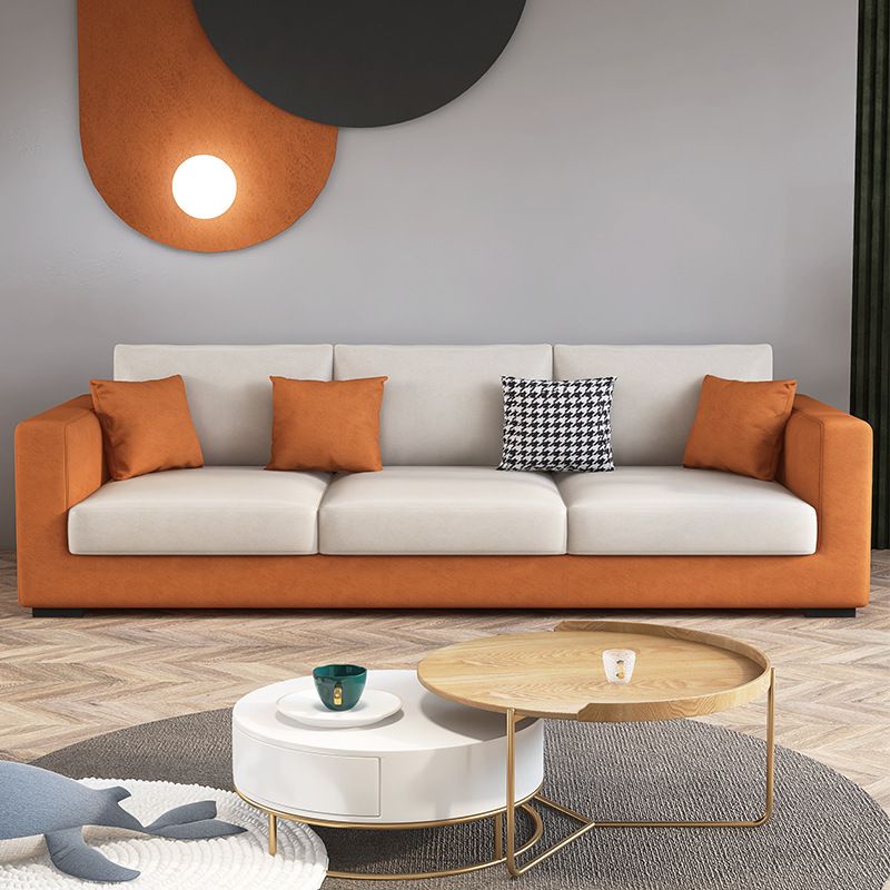 Modern 33.46" H Faux Leather 3-Seater Square Arm Sofa for Living Room