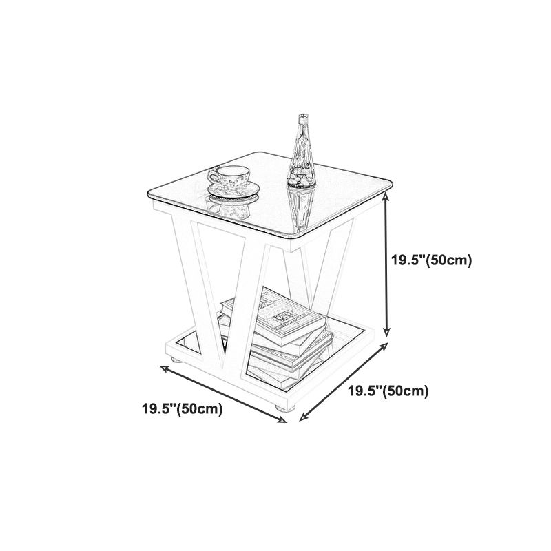 Modern Metal Frame 1 Coffee Table Black/White Square Glass Top Table