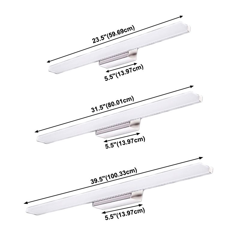 1-Light Linear Wall Sconce Modern Simple Style  Mirror Wall Lighting in  Silver