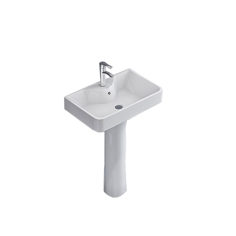 Square Pedestal Sink Ceramic Metal Ground Installation Bathroom Sink