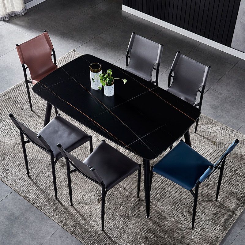 Silla con respaldo sólido sin brazos de estilo industrial para cocina, silla lateral de comedor de cuero
