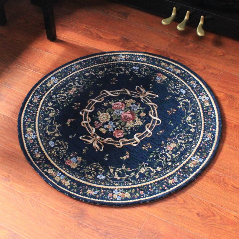 Teppich mit klassischem Pfingstrosen-Druck, mehrfarbig, Vintage-Teppich, Baumwolle, haustierfreundlich, rutschfest, maschinenwaschbar, Teppich für Schlafzimmer