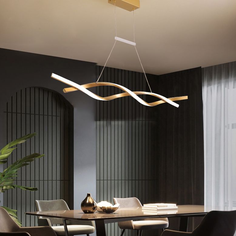 Minimalist LED Island Light Nordic Style Winding Lines Suspension Lighting Fixture for Kitchen Bar