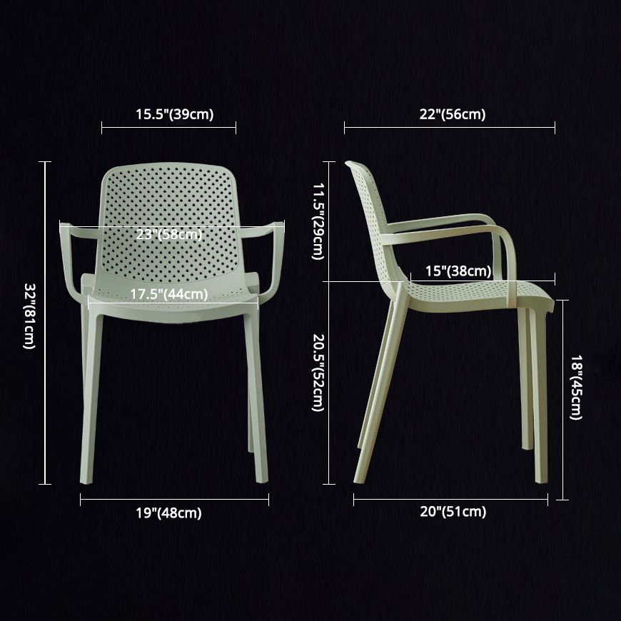 Scandinavian Plastic Dining Arm Chair Solid Back Kitchen Dining Armchair