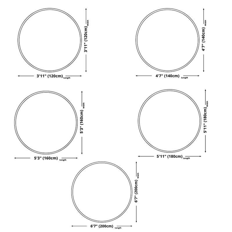 Round Flower Print Indoor Rug Contemporary High-end Carpet Polyester Anti-Slip Backing Carpet for Living Room