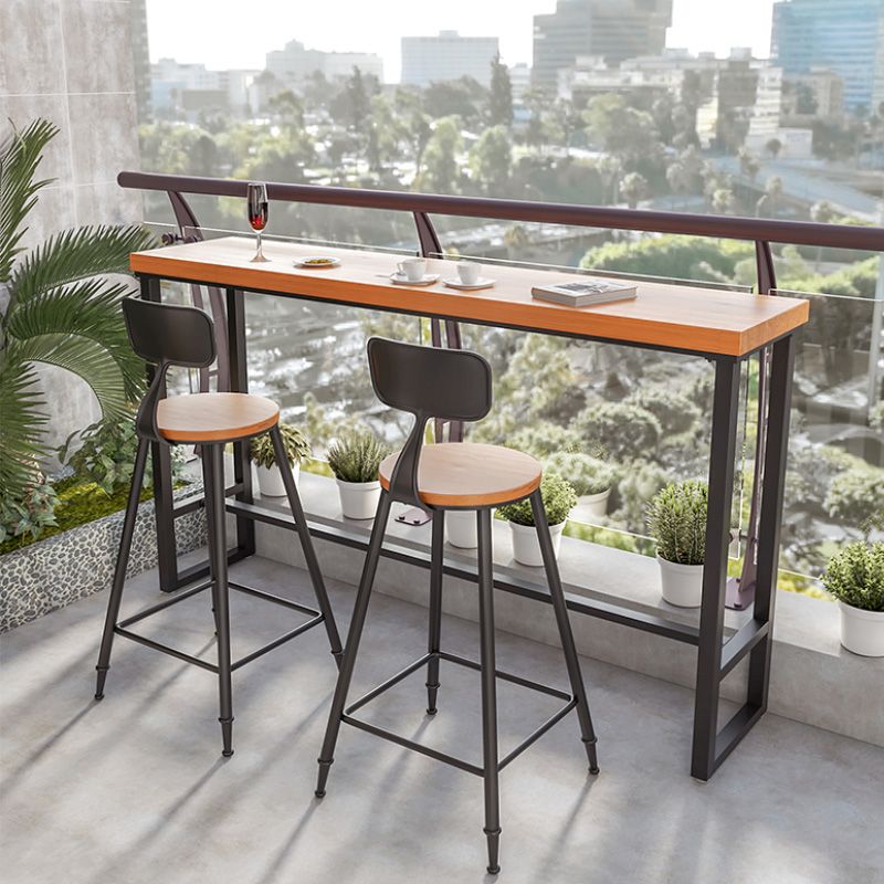 1/3 Pieces Modern Rectangle Solid Wood Bar Table with High Stools