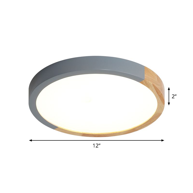 Circular Close to Ceiling Lighting Modernist Metal 12"/15"/19" Wide LED Flush Mount Light in Beige