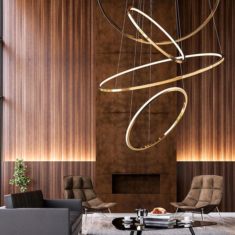 Moderne Ring Opgebroken verlichtingsarmatuur Metallic Pendant -verlichtingsarmaturen voor restaurant