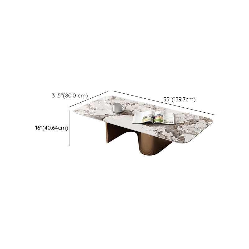 Glam Abstract Coffee Table Slate Coffee Cocktail Table, Brushed