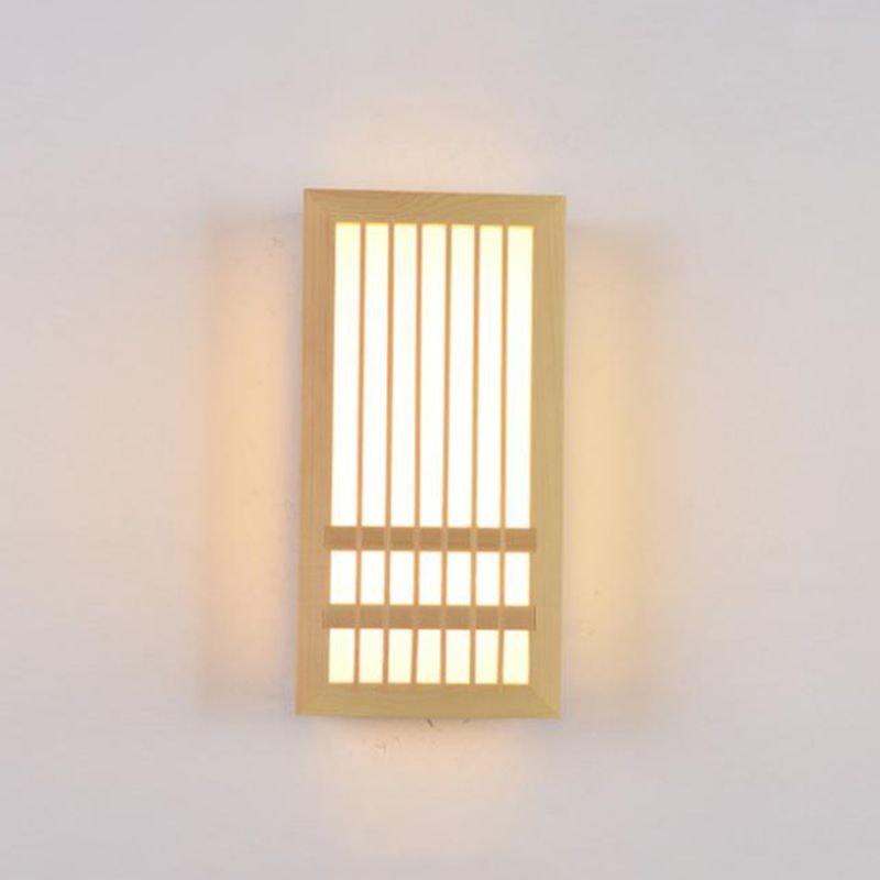 Luces de apliques de pared rectangular de estilo contemporáneo madera 1 lámpara de luz