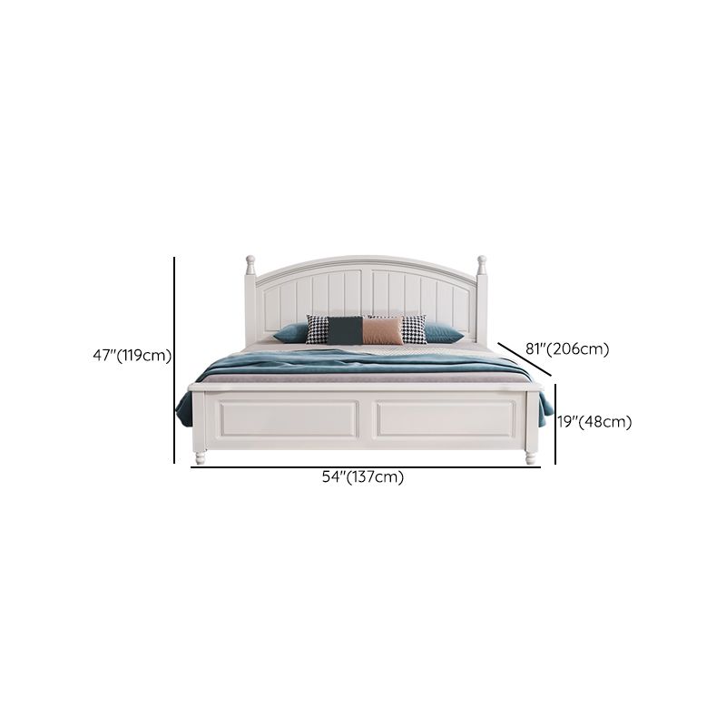 Contemporary White Wood Arched Standard Bed, Panel Headboard Bed