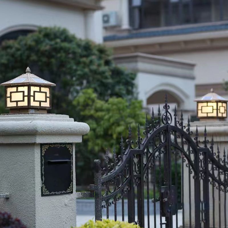 Contemporary Pillar Lamp Minimalist LED Solar Light for Backyard