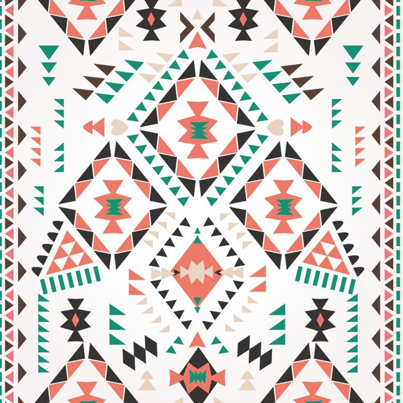 Full Size Triangle Wall Mural Boho Imaginative Geometry Wall Covering in Red-Green