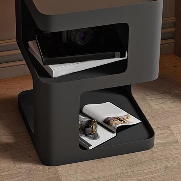 Square Tray Slate Top Side Table 21.65" Tall Metal Abstract Base End Table