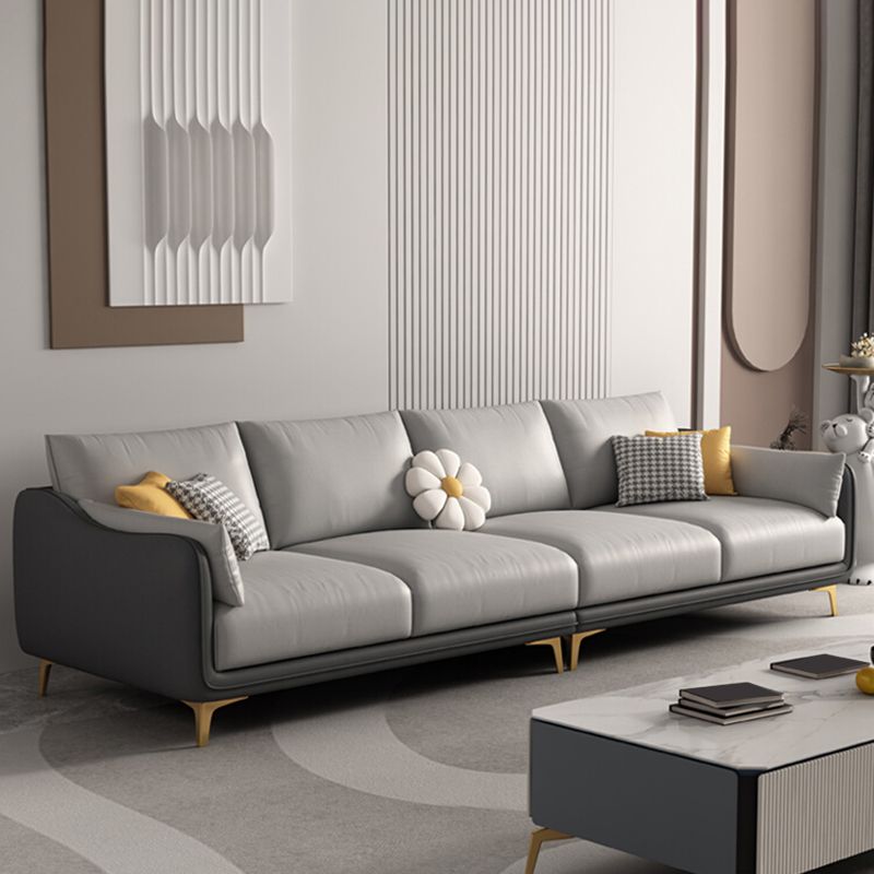 Contemporary Sloped Arm Faux Leather Stain Resistant Sofa Couch