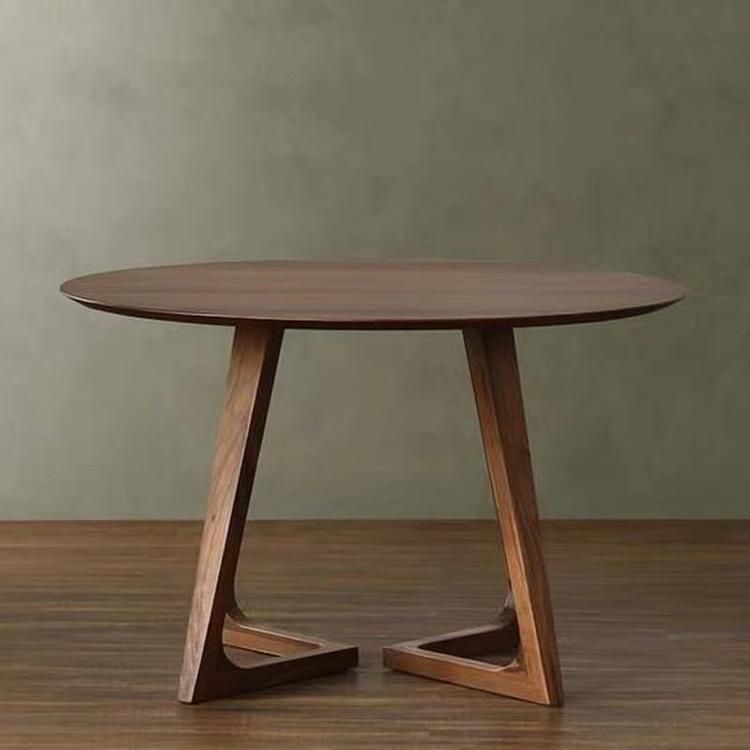 Moderne stijl massief houten eettafel dubbele voetstuktafel voor keukenhuis