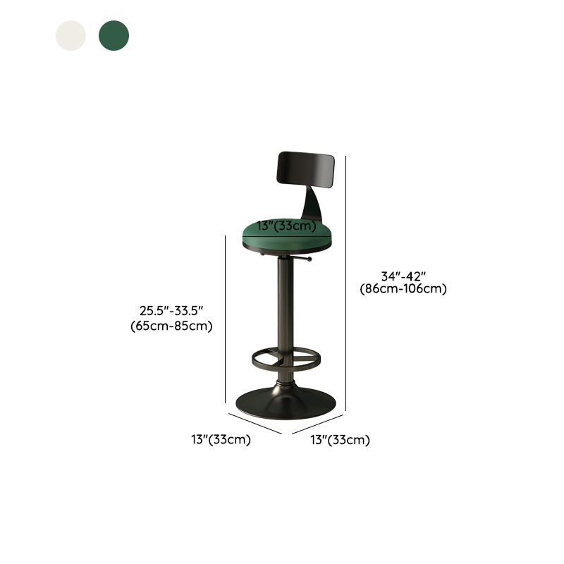 Low Back Dining Stool Adjustable Height Bar Stool with Metal Base