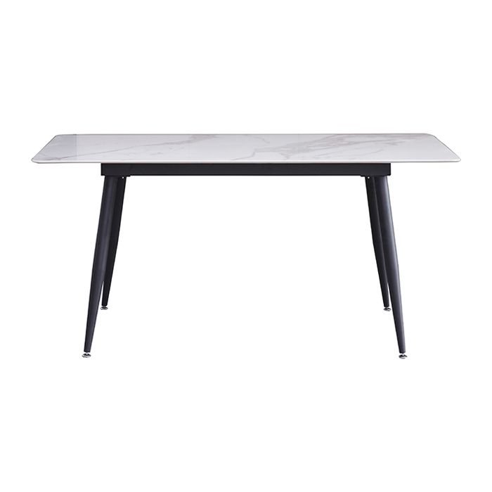 Industrial White Table for Restaurant Rectangle Dining Table with 4 Legs