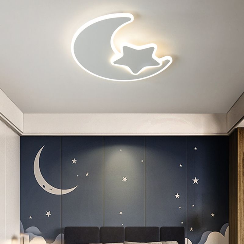LED Kids Style Ceiling Mount in White Iron & Acrylic Ceiling Flush