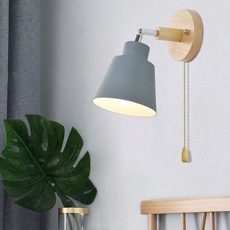 1-Light Unique Shade Wall Sconce Modren Nordic Macarons Style Metal Wall Lighting in White and Green