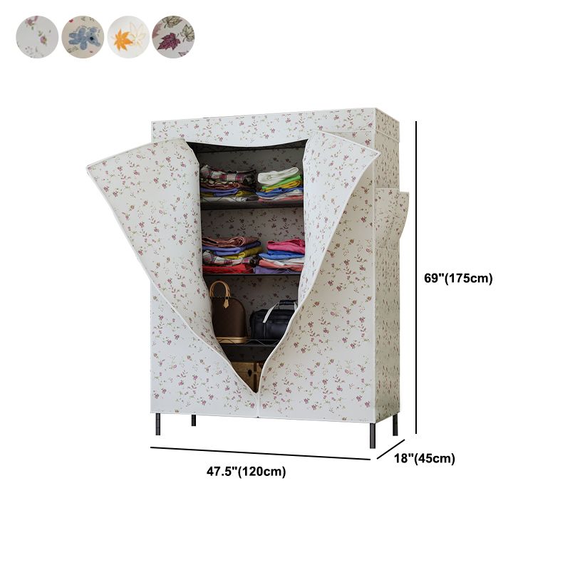 Modern Style Non-Hanging Armoire 4-Shelf Metal Wardrobe Closet