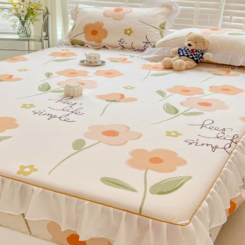 Cotton Fitted Sheet Floral Print Super Soft Bed Sheet Set for Bedroom