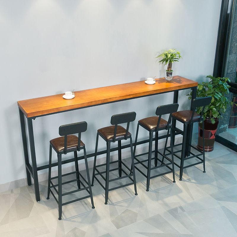 1/5 Pieces Industrial Rectangle Pub Table Set Wooden Counter Table with High Stools