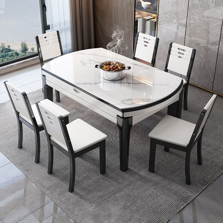 Stone Top Foldable Dining Table Set for Home 1/7 Pieces Modern Dinette Set
