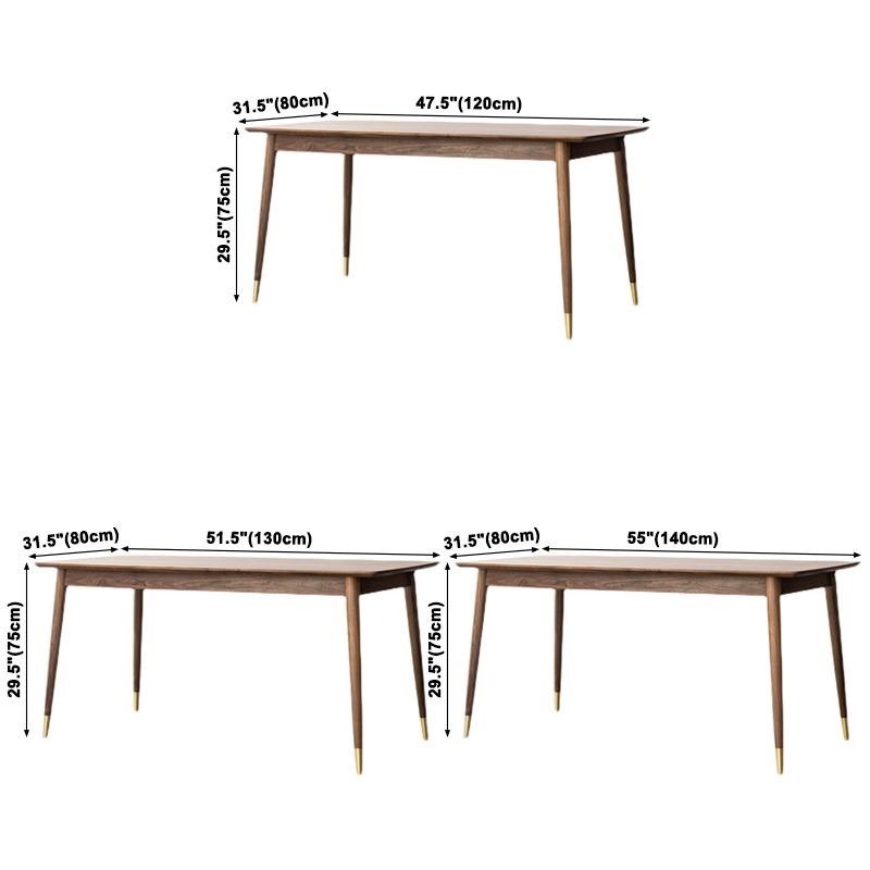 Table à manger de noyer noir de style luxueux Table rectangle de base de 4 jambes pour la maison