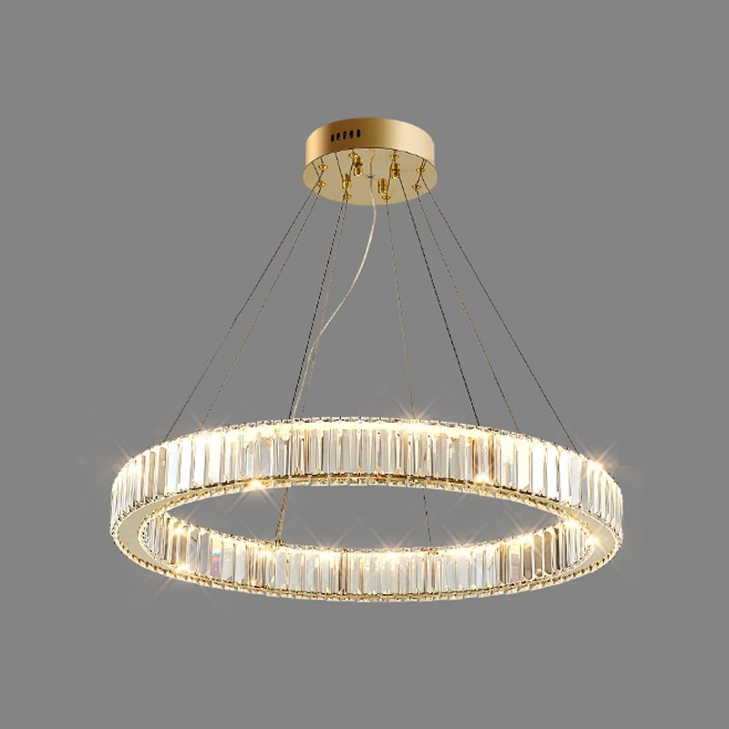 Round Shape Crystal Chandelier Modern Stainless Steel Down Lighting Pendant for Study