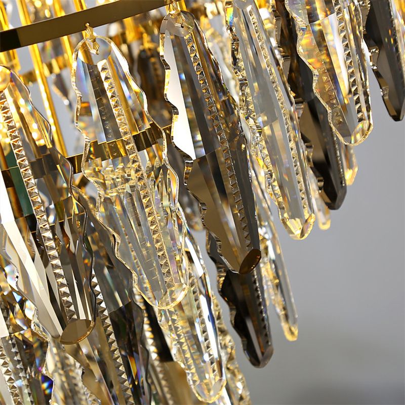 Clear Crystal Leaf Hanging Light Minimalist Chandelier Pendant Light for Bedroom