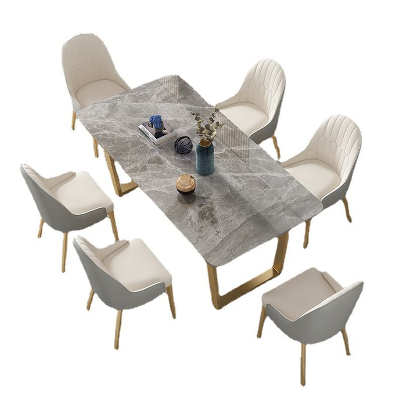 Nordic 1/5/7 Pieces Dining Set Rectangle Stone Dining Table for Cafe Dining Room