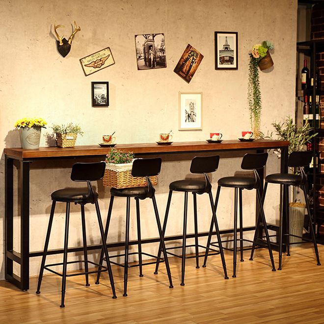 Industrial 1/6/11 Pieces Bar Table Set Rectangle Pine Wood Counter Table with Stools