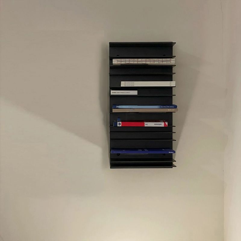 Industrial Metal Bookcase Floating Closed Back Bookshelf with Shelves