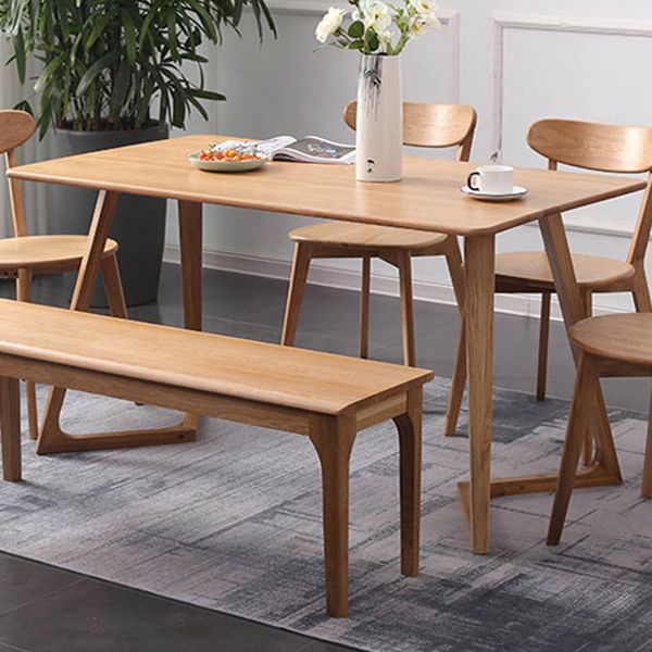 Rectangle White Oak Solid Wood Table Modern Dining Table Double Pedestal for Restaurant