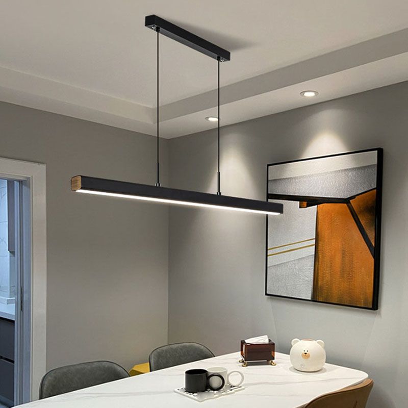 Modern Linear Island Chandelier Lights Metal 1 Light Flush Mount Chandelier