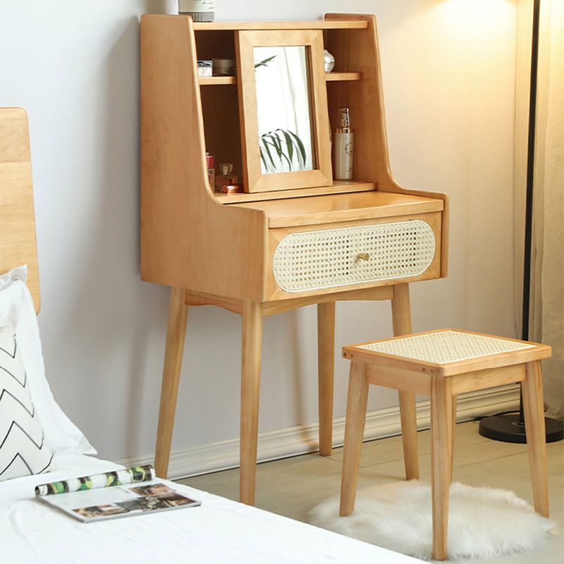 Scandinavian Bedroom 1 Drawers Solid Wood Removable Make-up Vanity