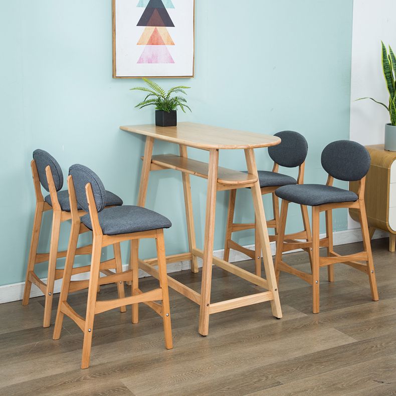 Taburete de bar nórdico de madera con respaldo bajo, taburete alto para interiores de 30 pulgadas de alto con tapizado para comedor