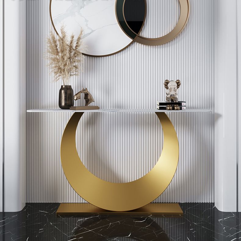 Glam Style Stone Top Accent Table for Hall Console Table 31.5" High