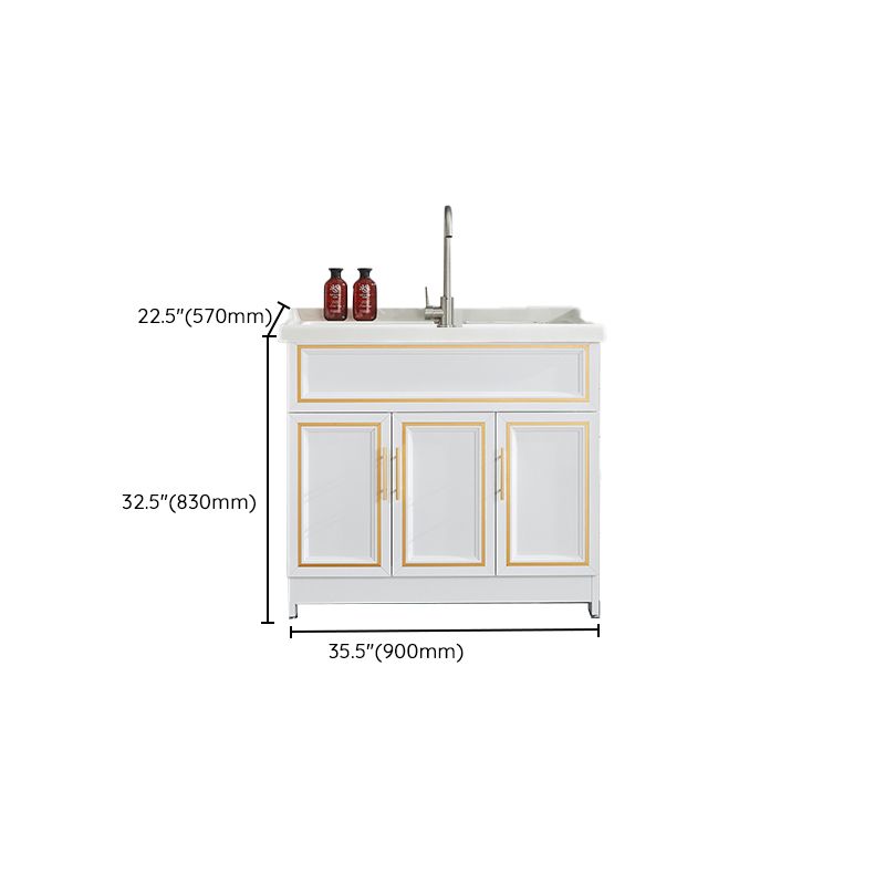 Bathroom Sink Vanity Ceramic Sink Drawers Storage Shelf Vanity with Faucet