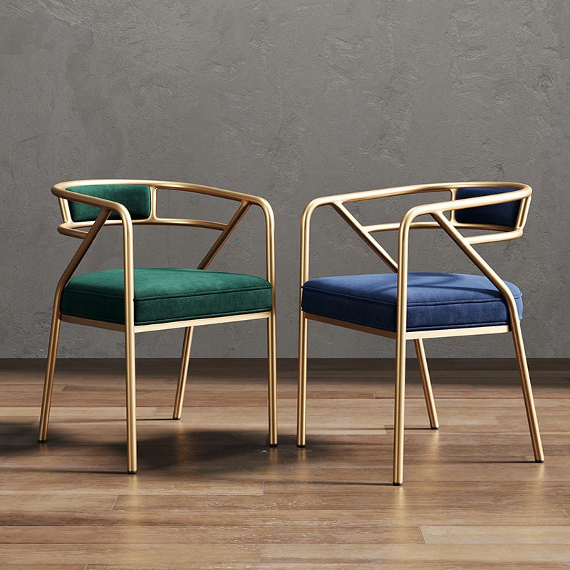 Silla de metal escandinavo Glam para comedor y cocina, sillón con respaldo abierto