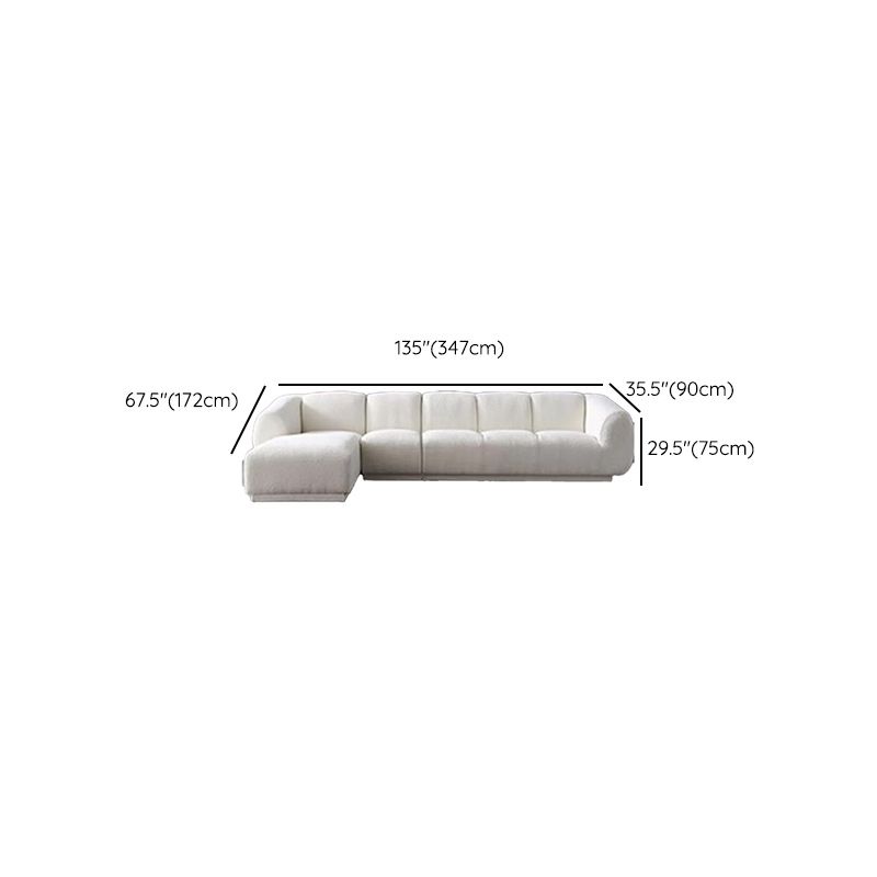 Minimalist Wool Sofa with Chaise in White 29.1" H Fabric Sofa