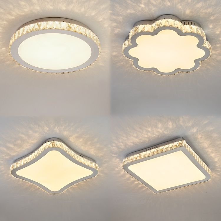 Contemporary Flush Mounted Ceiling Lights LED Crystal Shade Ceiling Mount Lighting