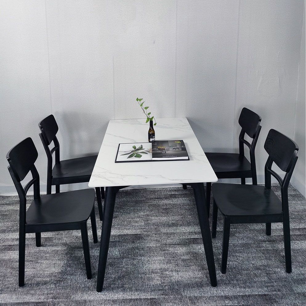 Sillas de cocina de madera contemporáneas con respaldo de escalera, silla lateral de comedor